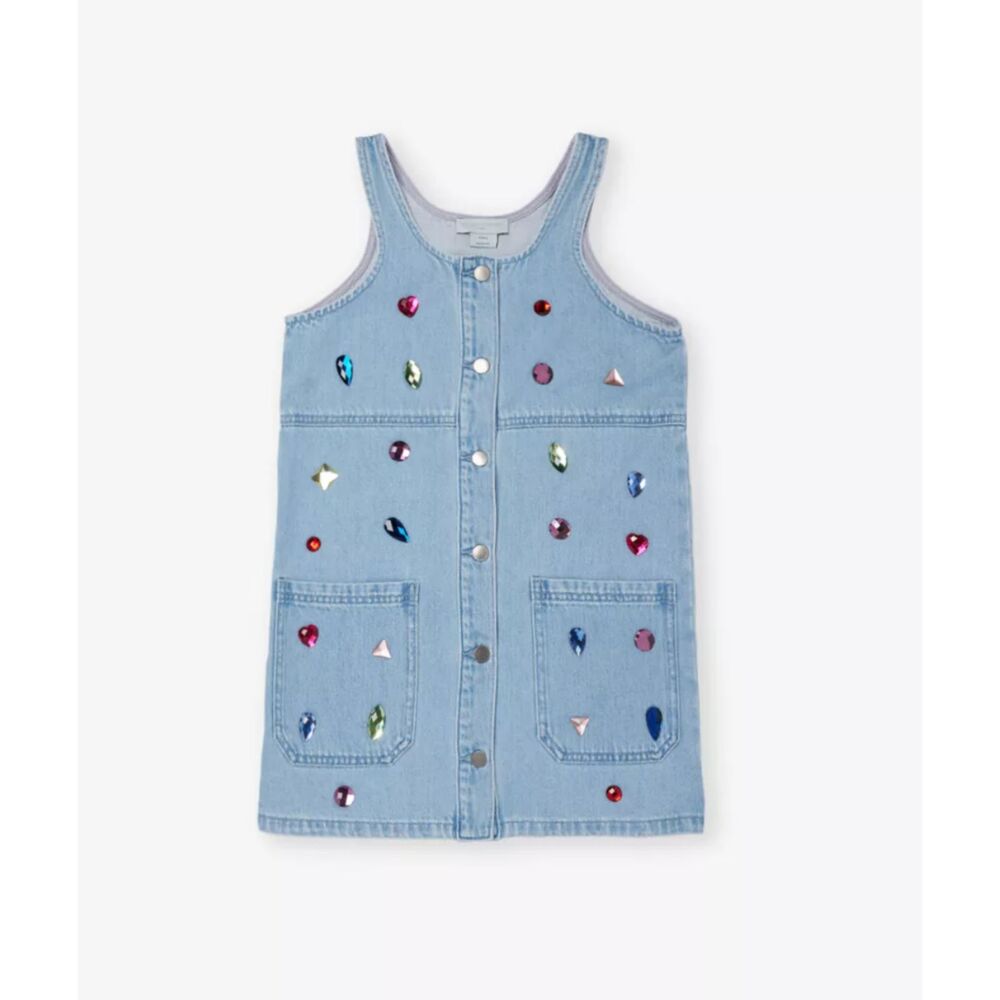 STELLA MCCARTNEY Jewel-Embellished Girls Denim Dress 8Y